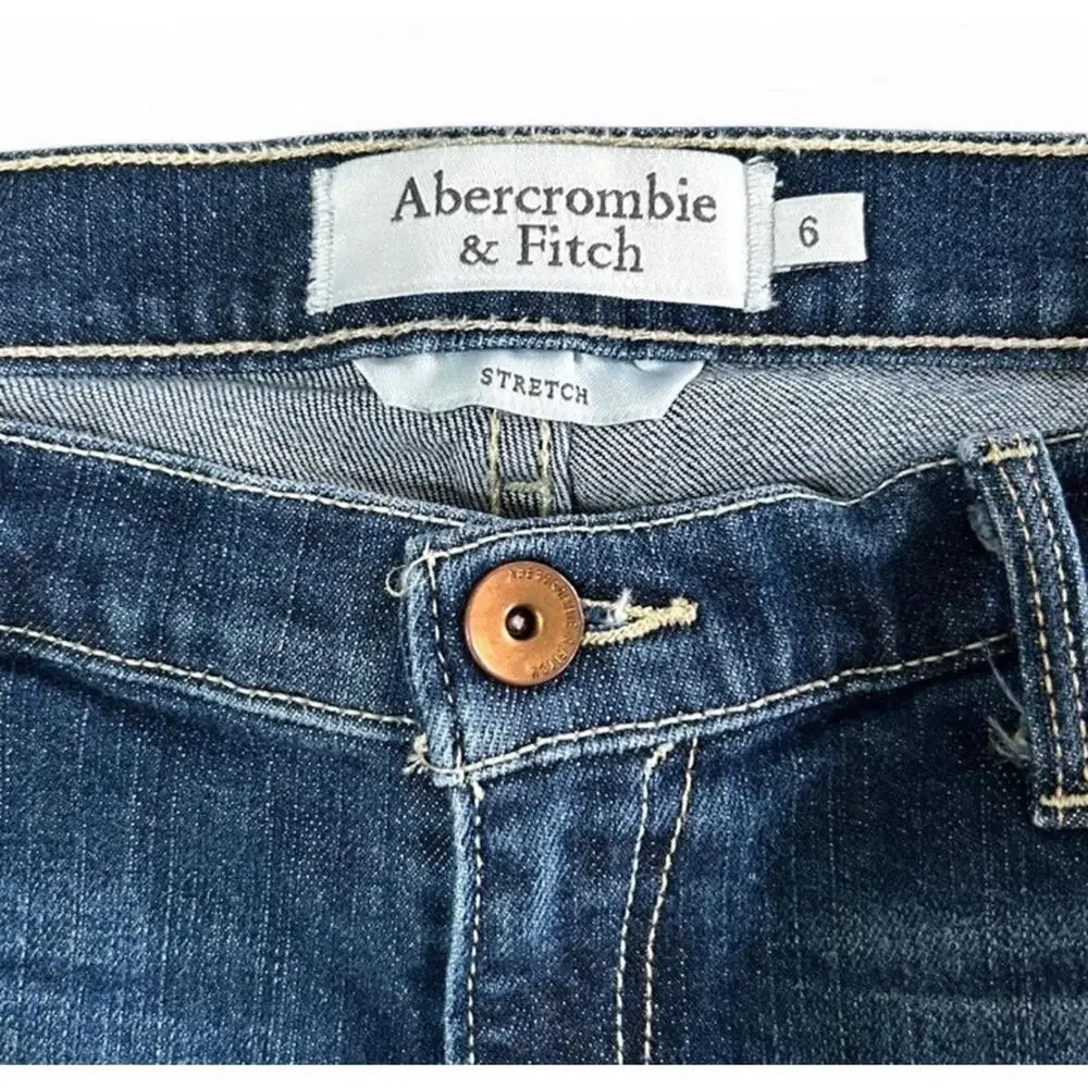Y2K Abercrombie & Fitch Women’s Blue Denim Distressed Low Rise Shorts Size 6